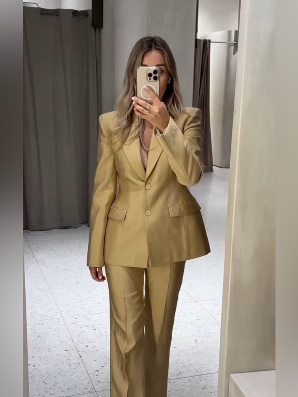 Zara Golden Blazer & Pants Suit